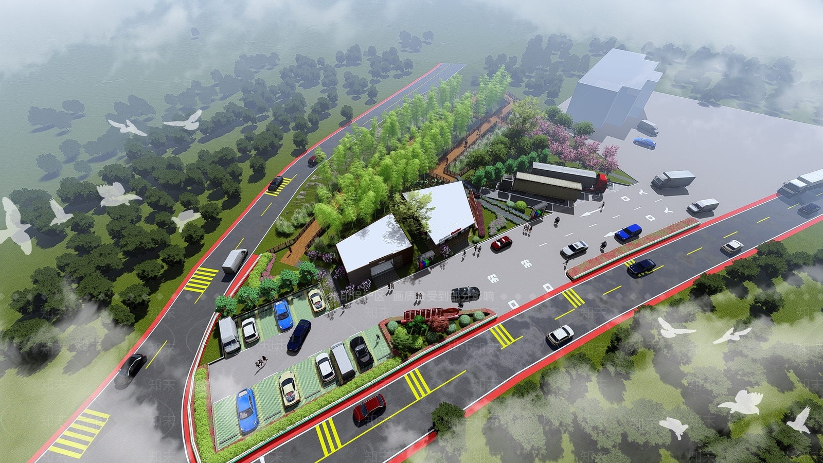 现代公路驿站SU模型下载【ID:1105684252】