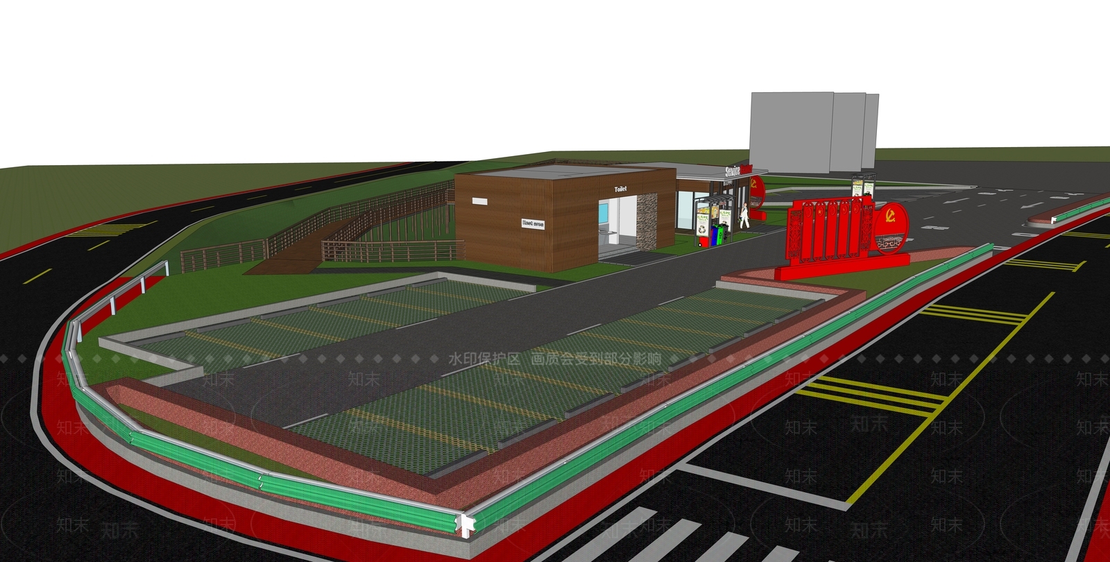 现代公路驿站SU模型下载【ID:1105684252】