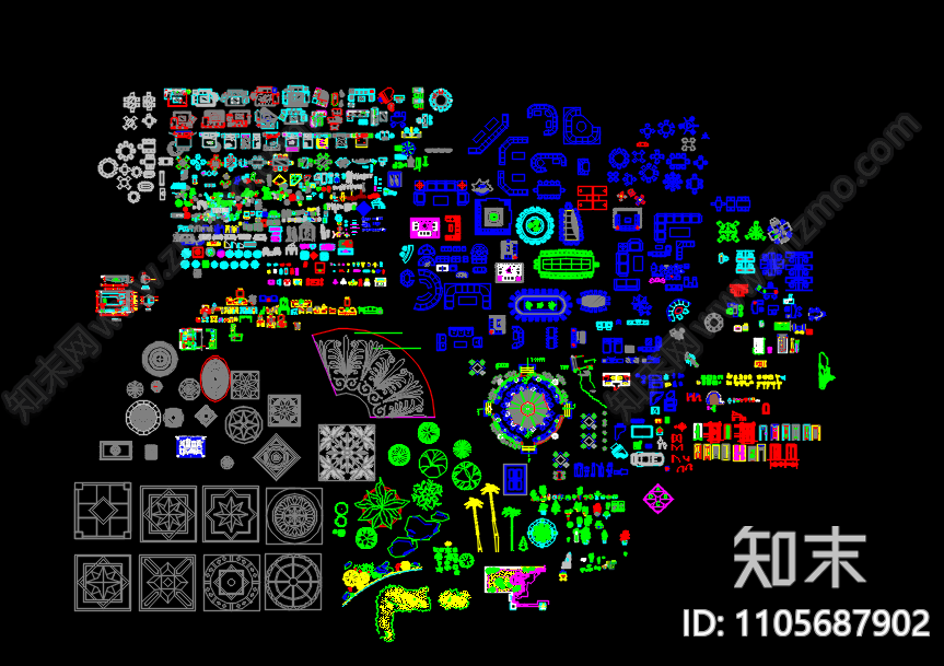 室内设计CAD平面图库施工图下载【ID:1105687902】