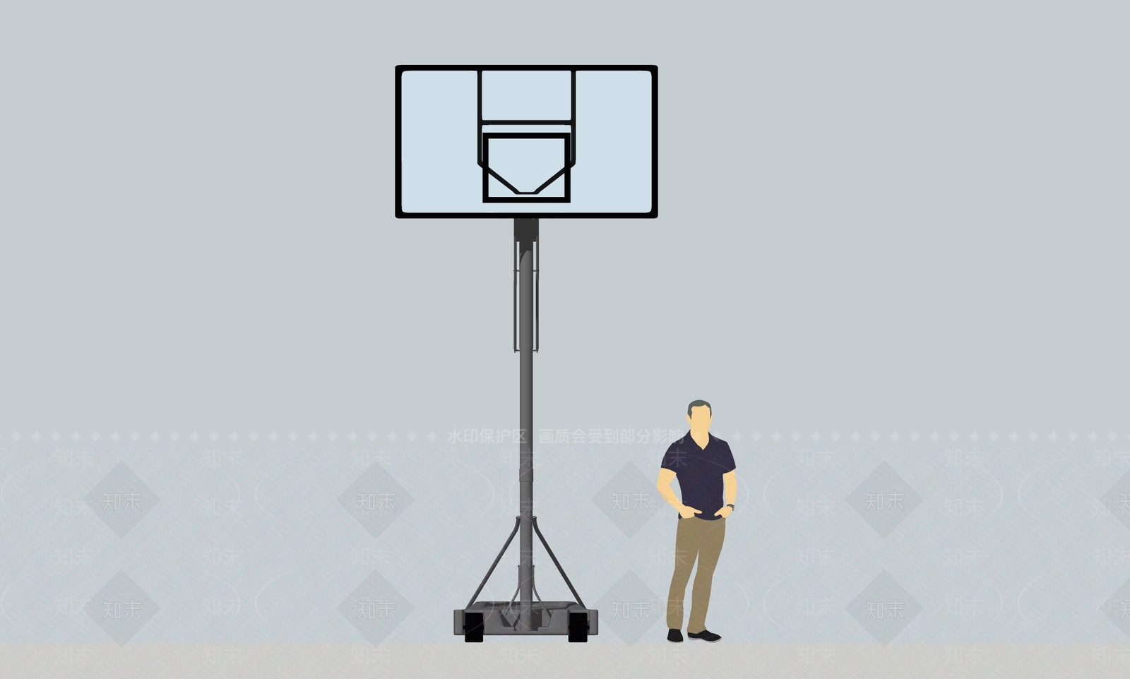 现代篮球架SU模型下载【ID:1105688442】