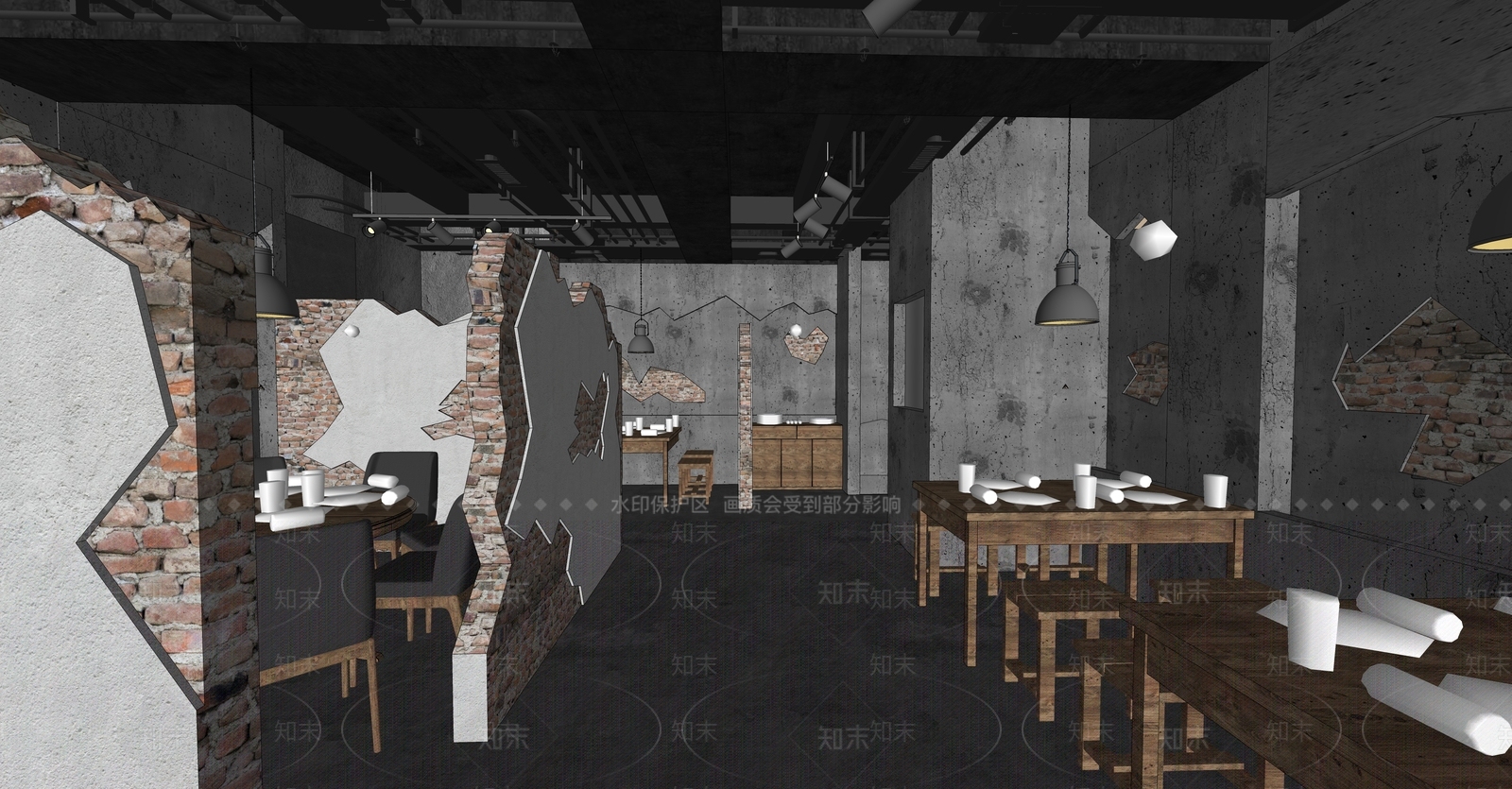 侘寂火锅店SU模型下载【ID:1105689831】