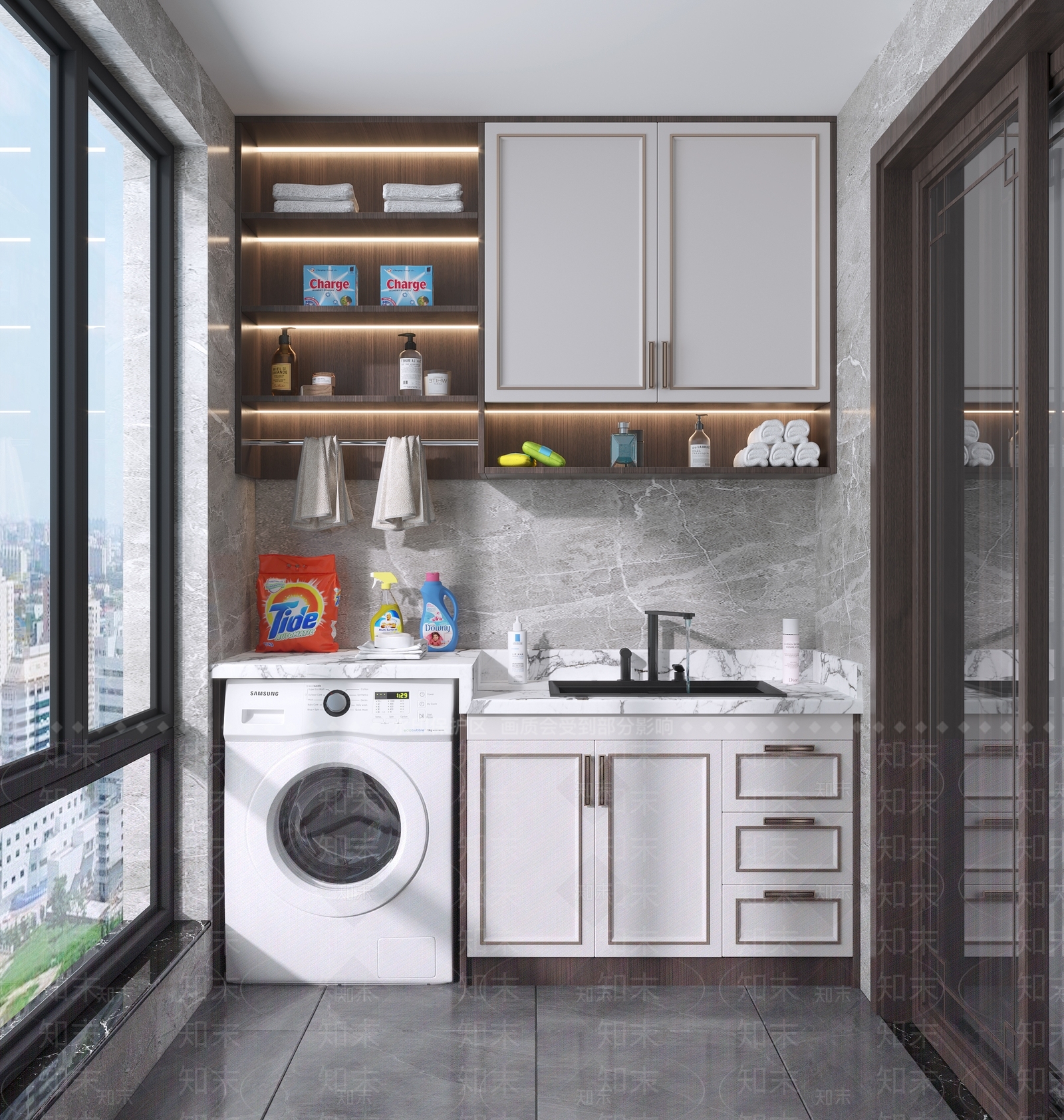新中式家居阳台3D模型下载【ID:1105694613】