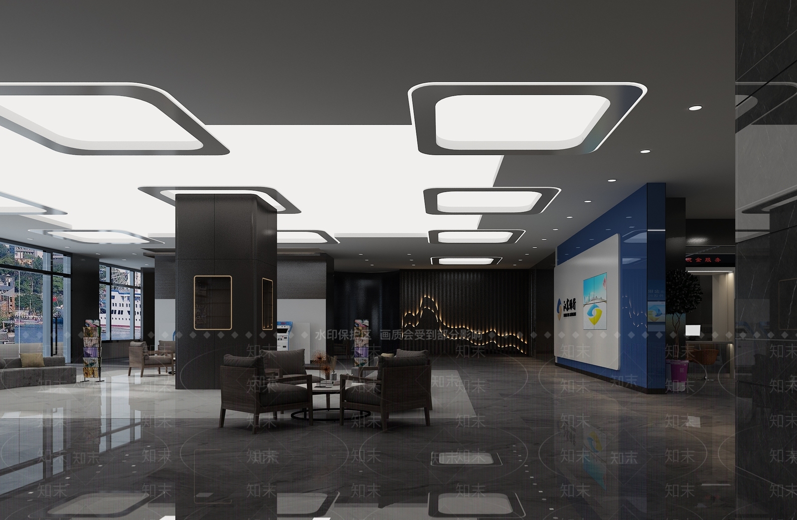 现代银行休息厅3D模型下载【ID:1105714702】