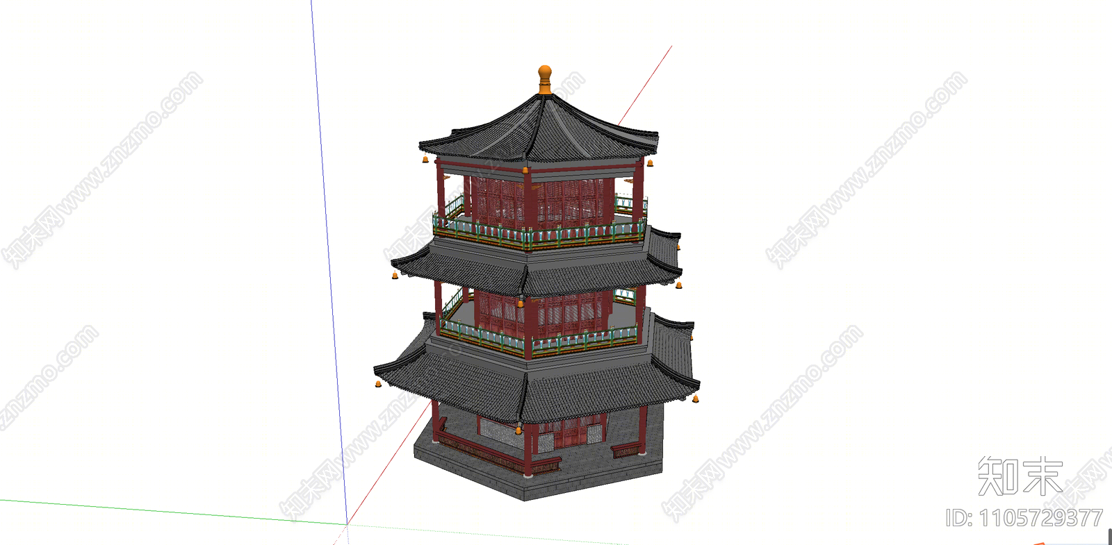 中式塔楼SU模型下载【ID:1105729377】