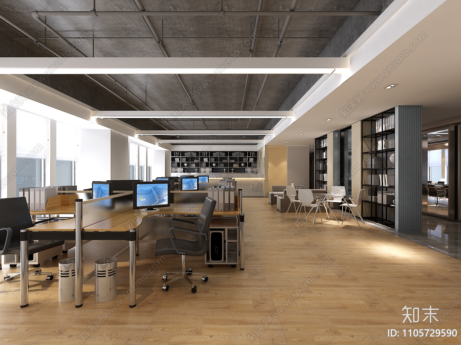 现代简约办公室cad施工图下载【ID:1105729590】