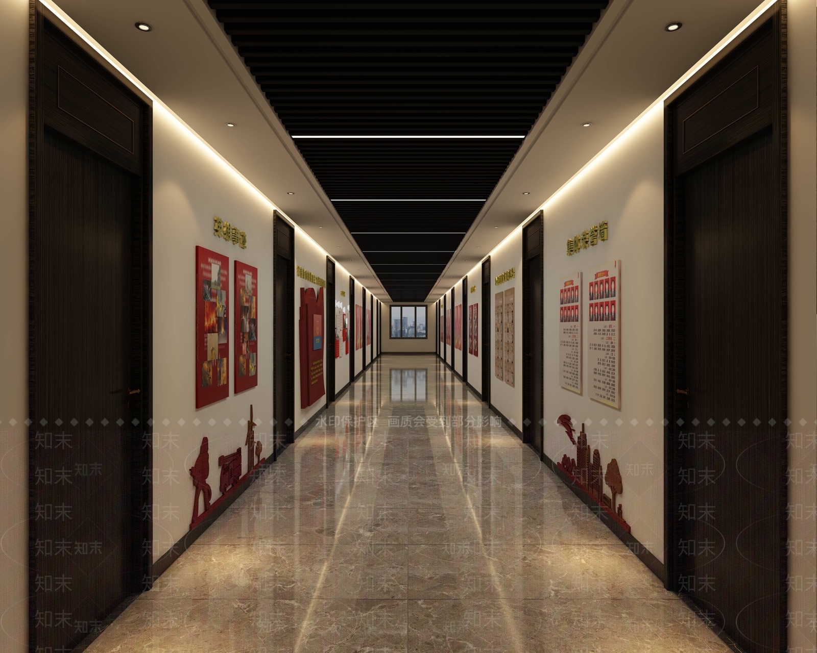 现代党建走廊3D模型下载【ID:1105735204】