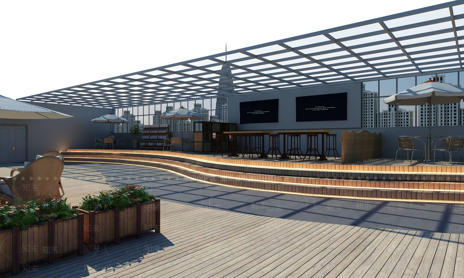 现代楼顶花园3D模型下载【ID:1105735703】