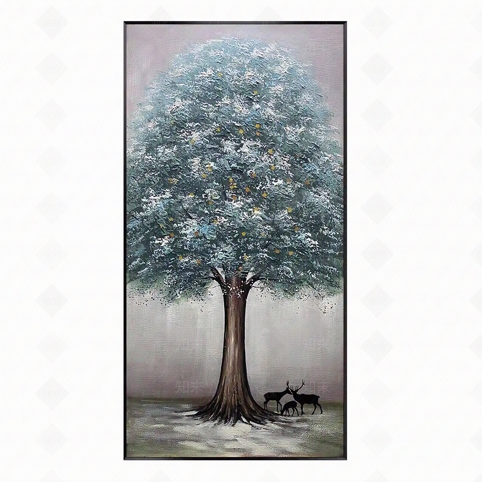 油画发财树装饰画贴图下载【ID:1105736143】