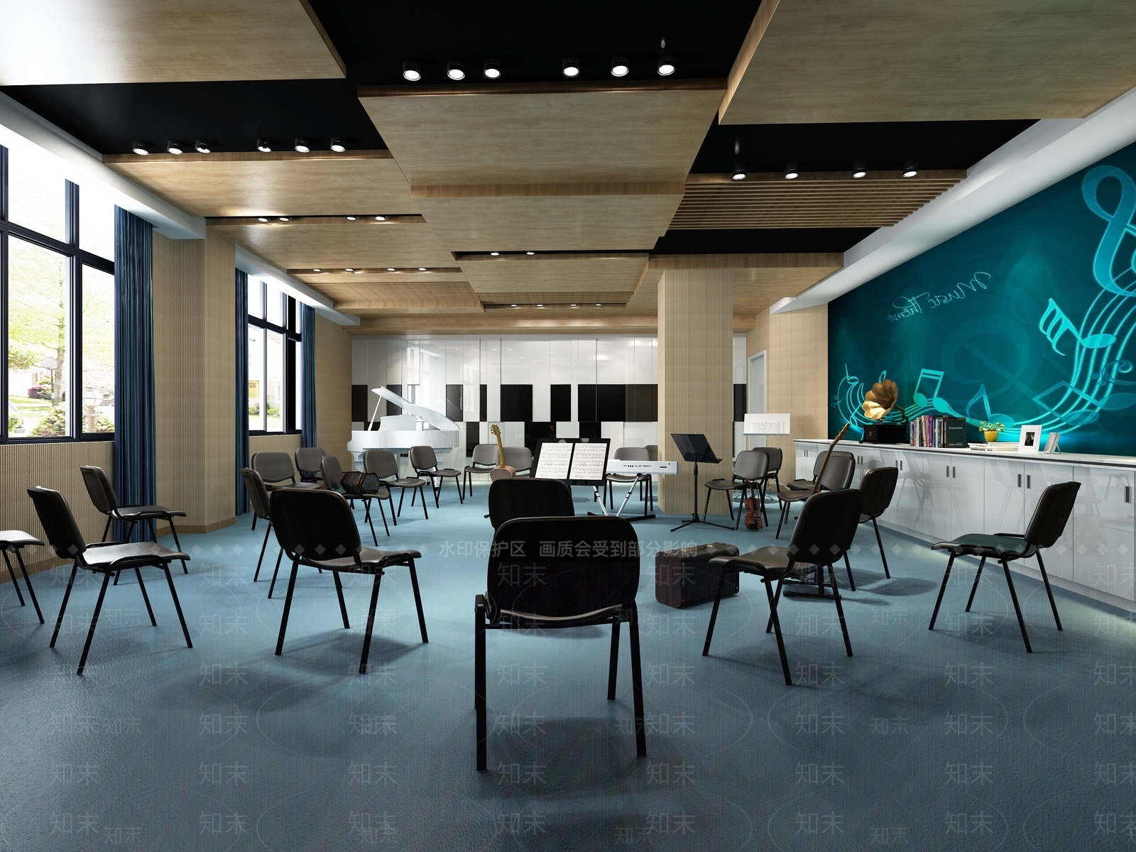 现代音乐排练室3D模型下载【ID:1105739599】