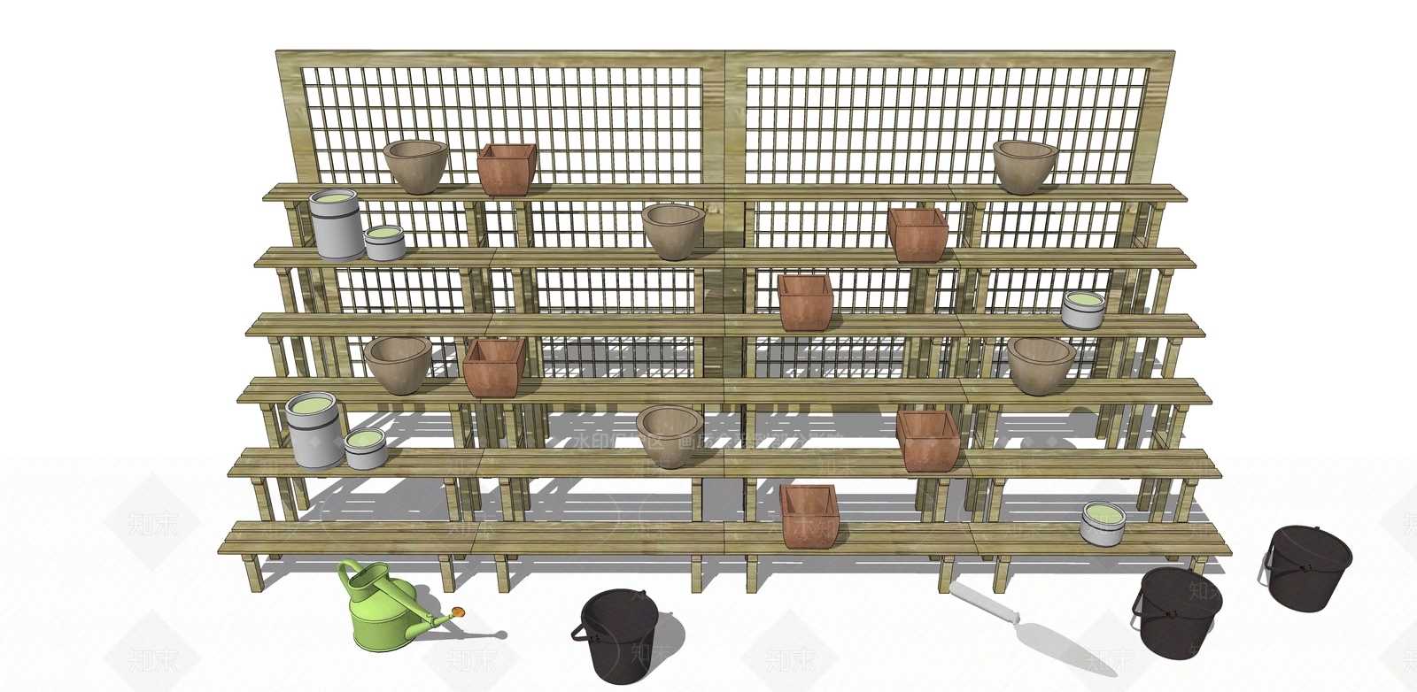 现代木制花架SU模型下载【ID:1105743991】