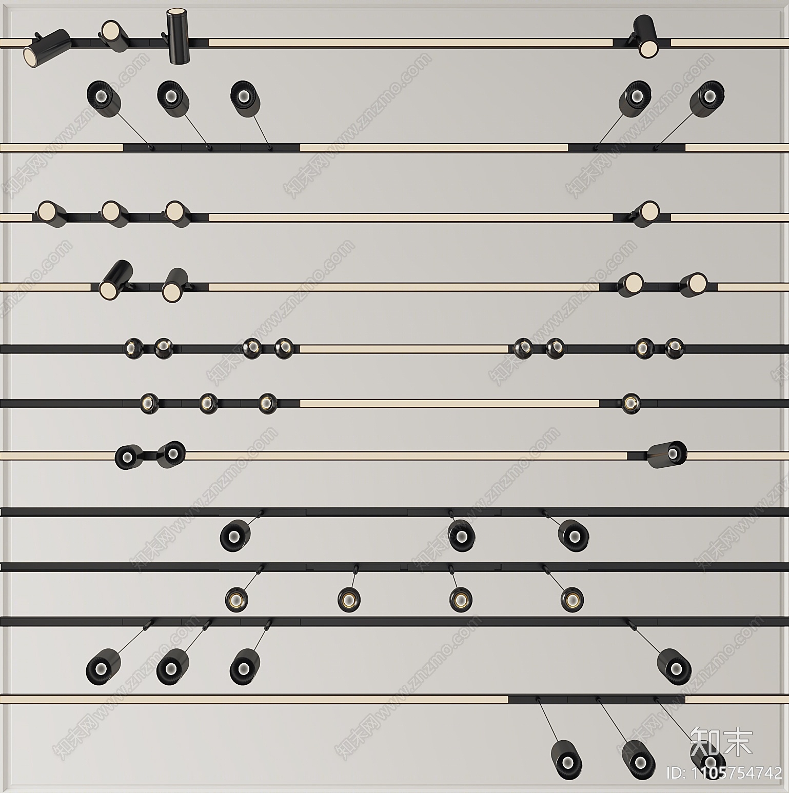 现代筒灯射灯3D模型下载【ID:1105754742】