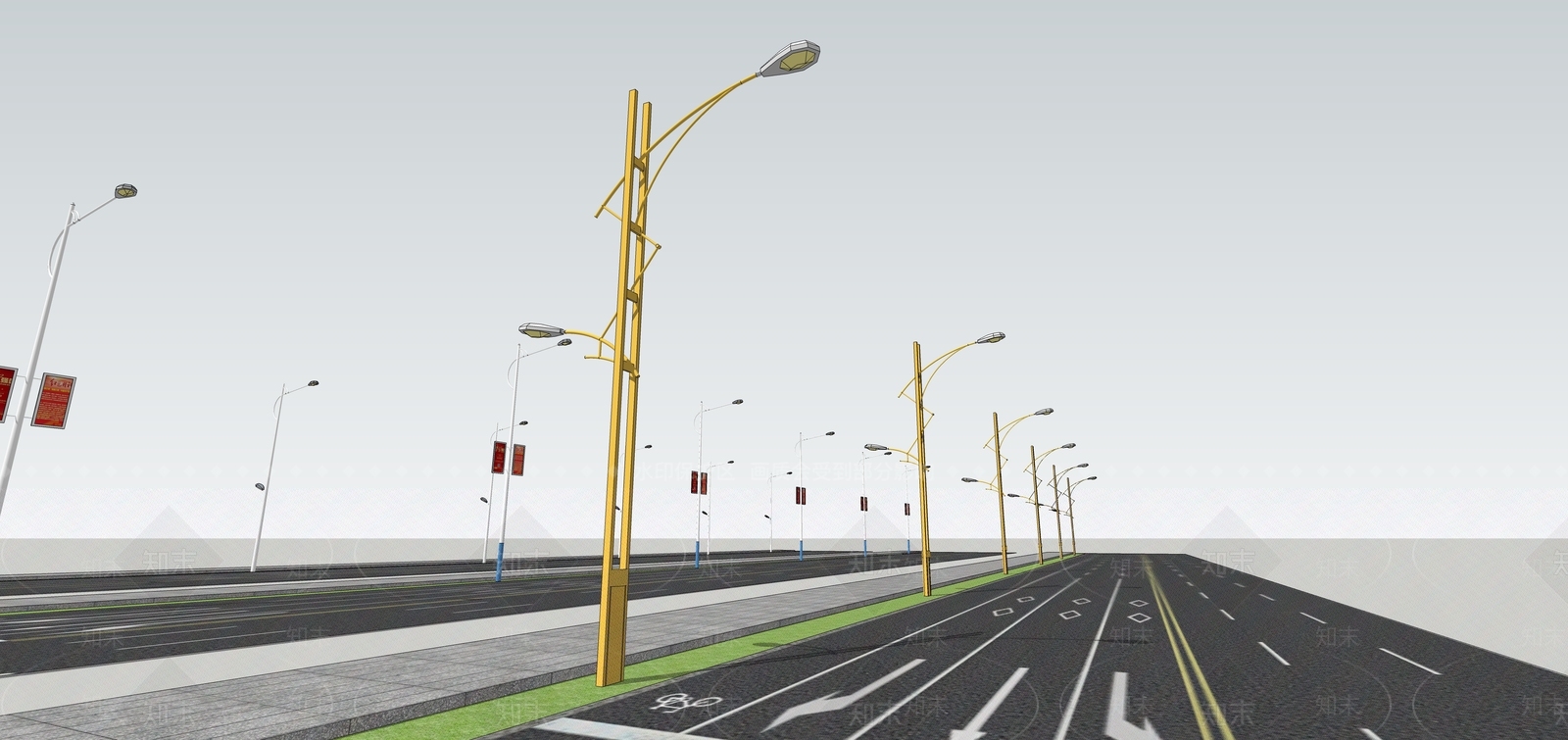 现代路灯SU模型下载【ID:1105764186】