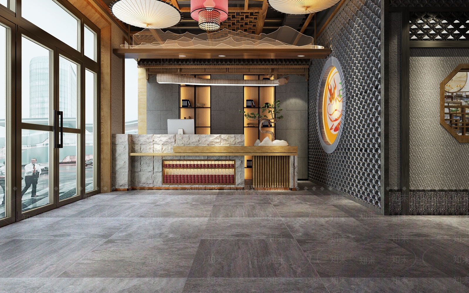 新中式火锅店前台3D模型下载【ID:1105770784】