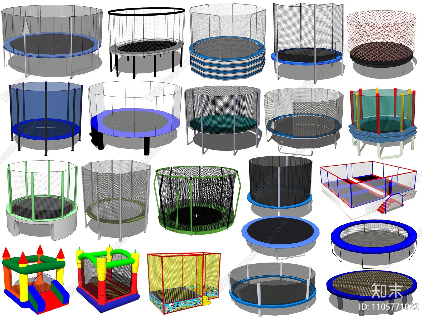 现代风格儿童蹦蹦床SU模型下载【ID:1105771022】