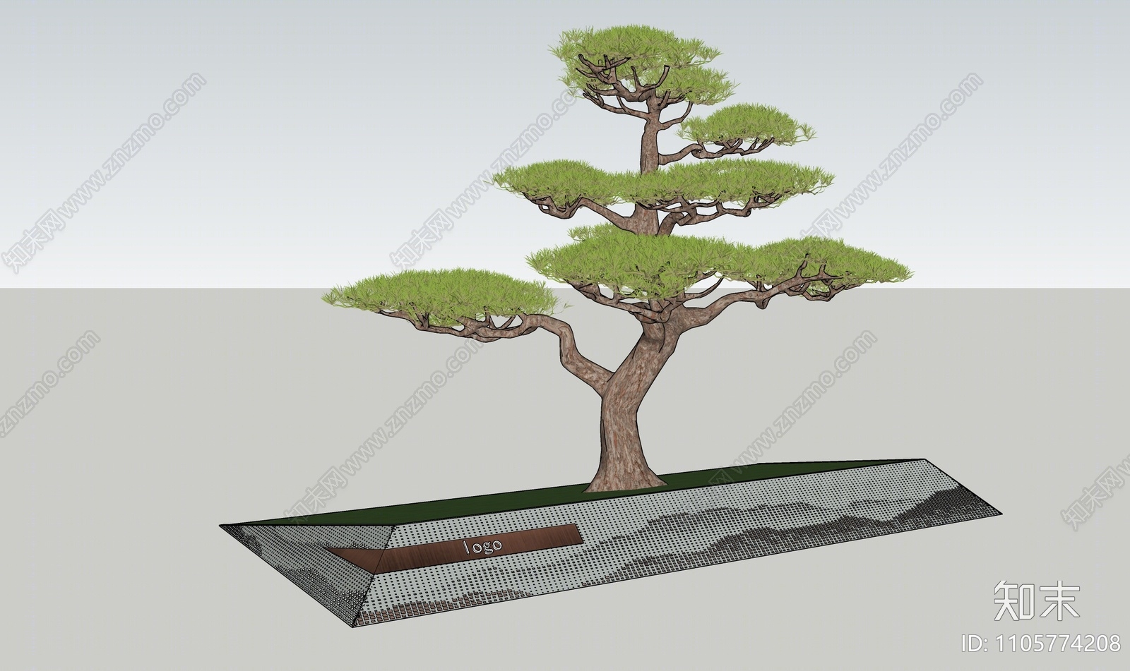 现代山水造型特色树池SU模型下载【ID:1105774208】