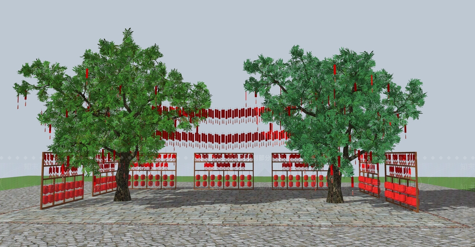中式许愿树SU模型下载【ID:1105776300】
