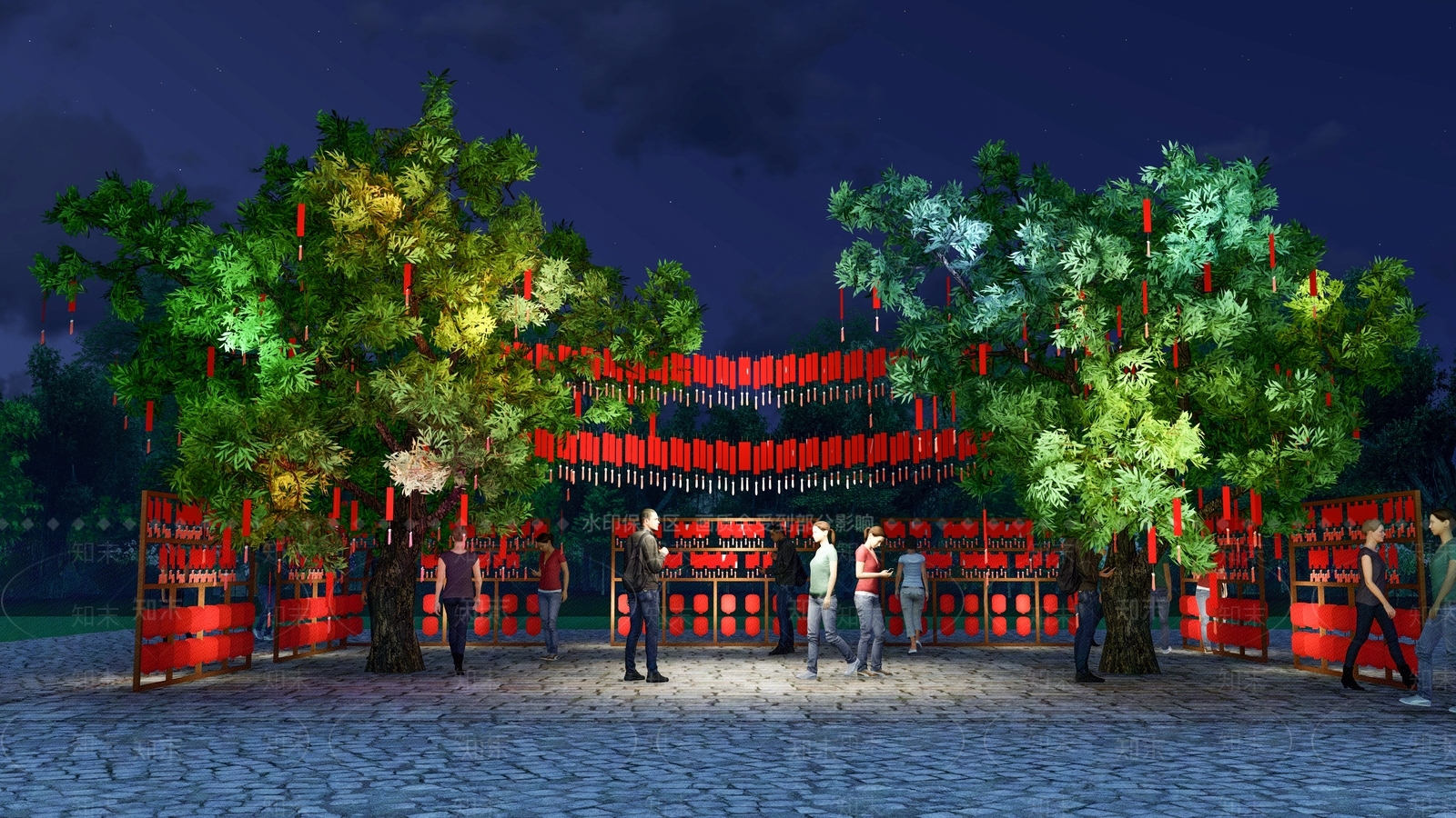 中式许愿树SU模型下载【ID:1105776300】