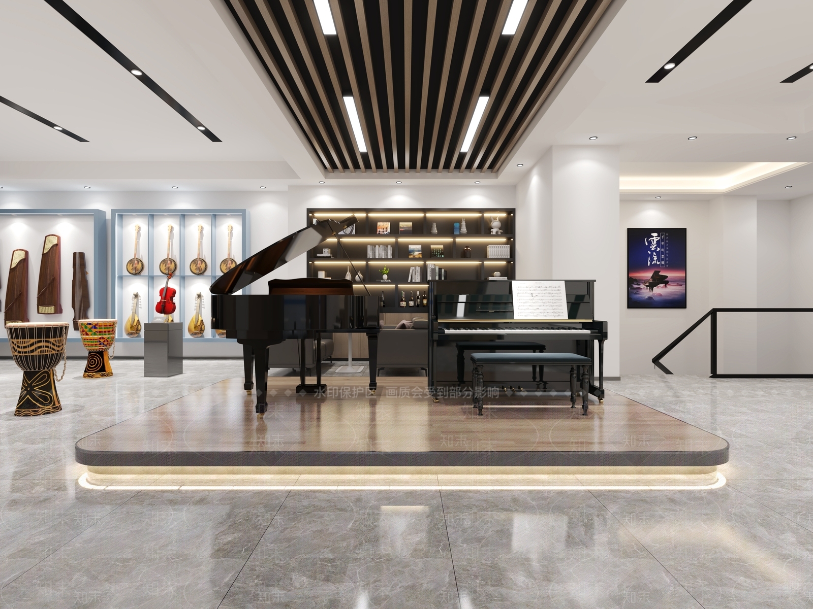 现代乐器店3D模型下载【ID:1105781000】