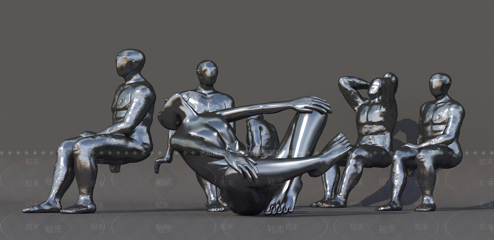 简欧人像雕塑装置3D模型下载【ID:1105783644】