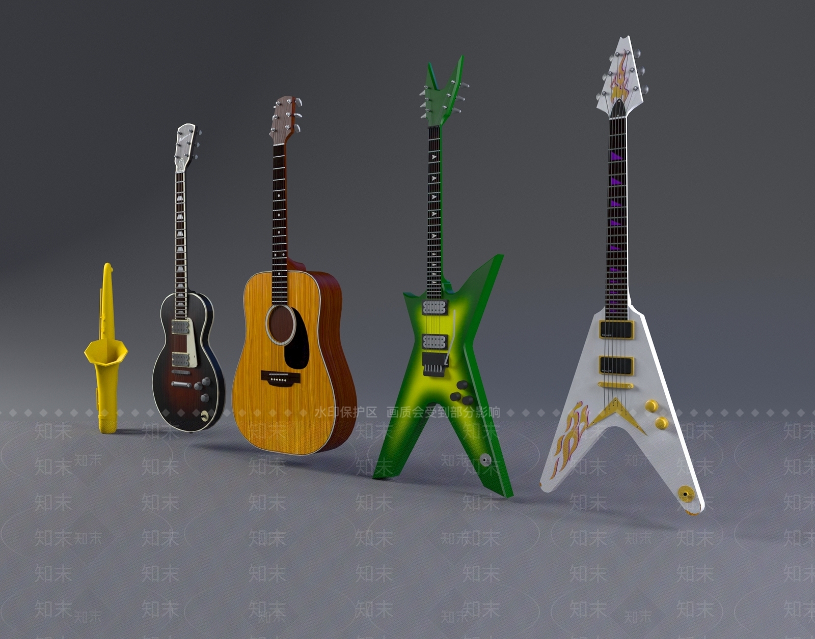 现代电吉他3D模型下载【ID:1105792034】