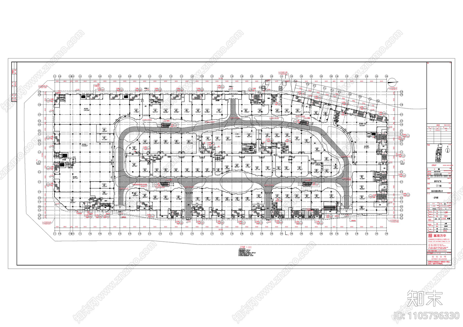 万达广场建筑cad施工图下载【ID:1105796330】