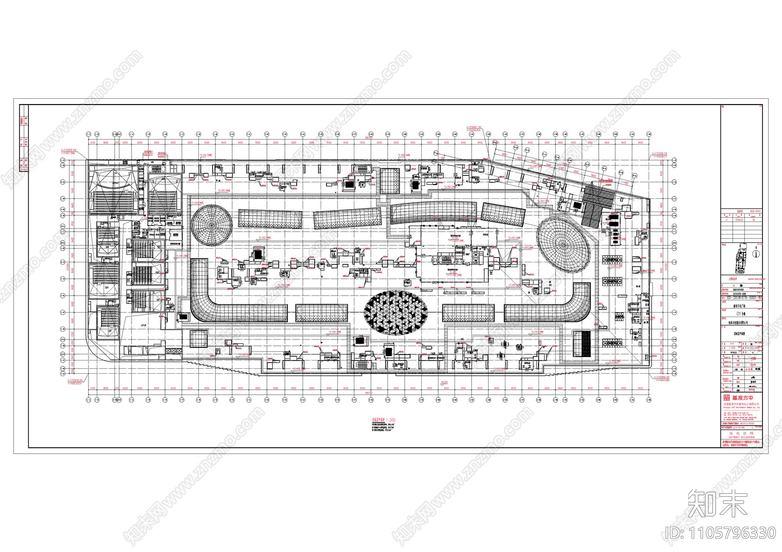 万达广场建筑cad施工图下载【ID:1105796330】