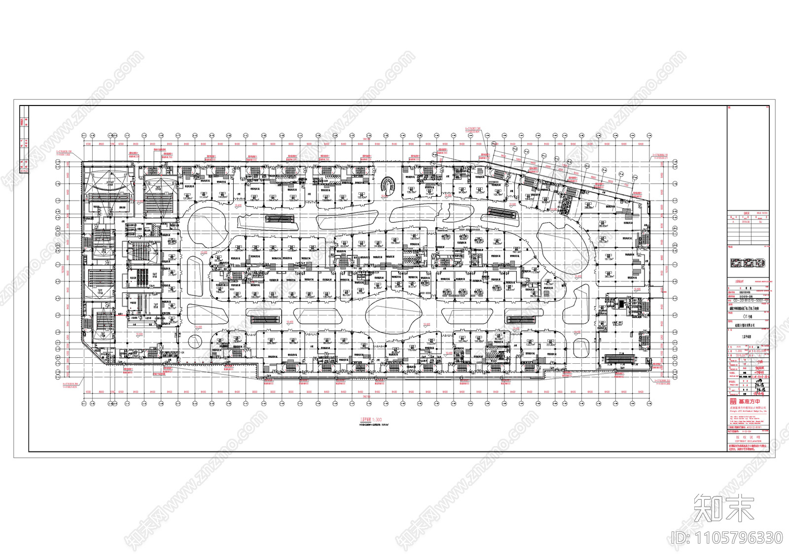 万达广场建筑cad施工图下载【ID:1105796330】