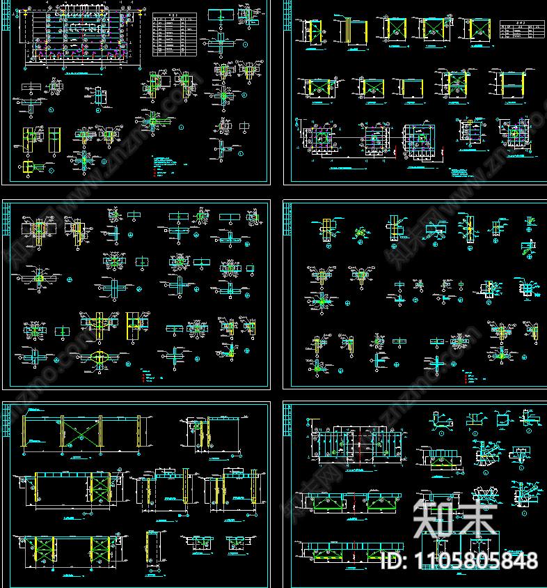 钢结构平台平面节点CAD图纸施工图下载【ID:1105805848】