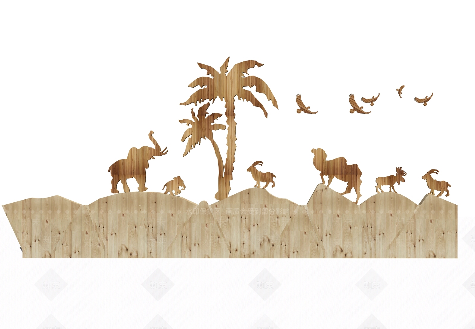 北欧墙绘壁画SU模型下载【ID:1105813288】