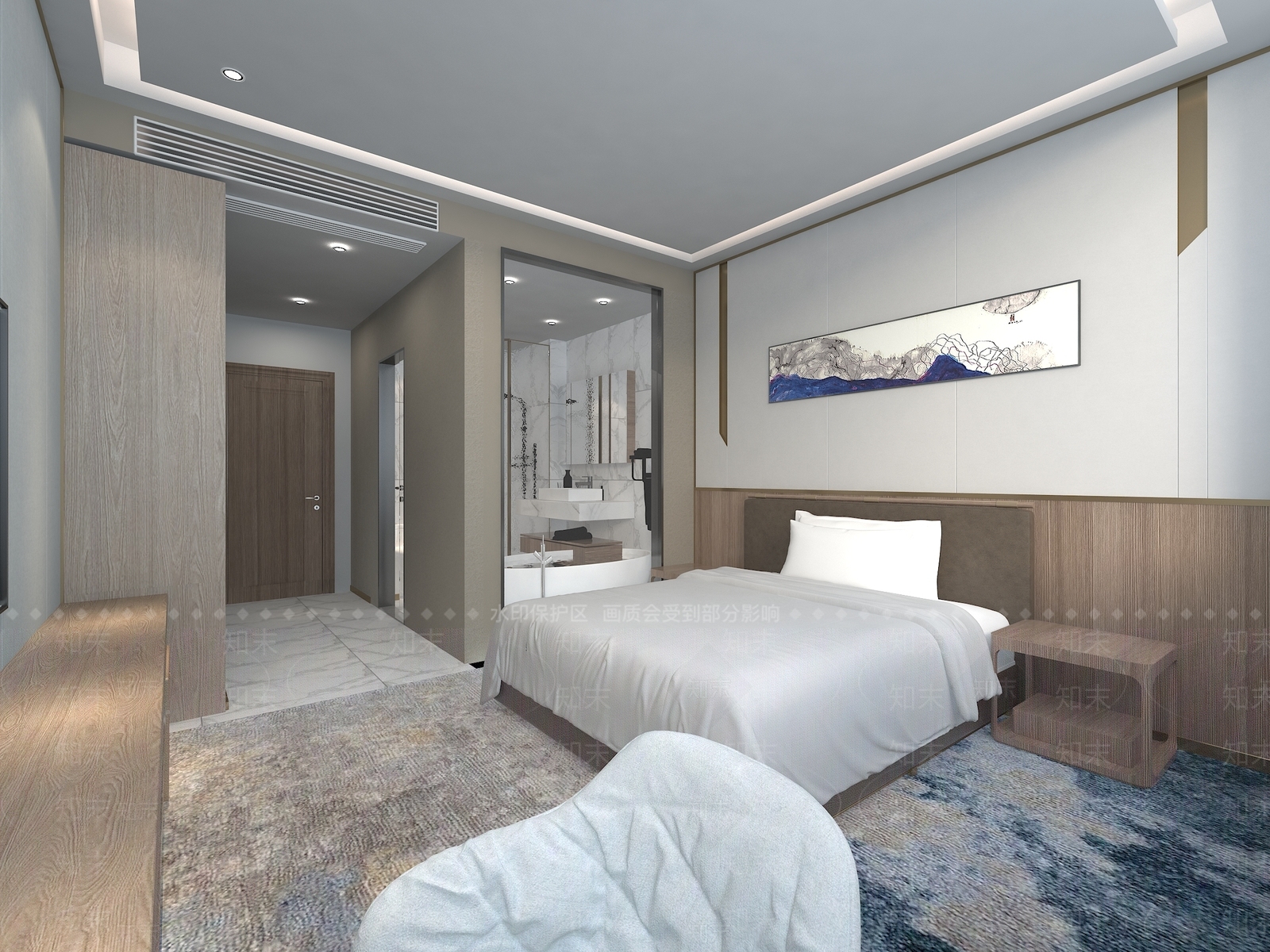 现代酒店客房3D模型下载【ID:1105818984】_知末3d模型网