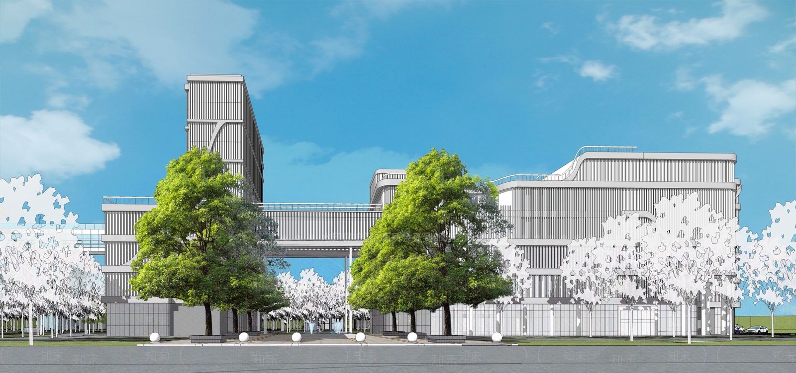 现代医疗建筑SU模型下载【ID:1105819482】