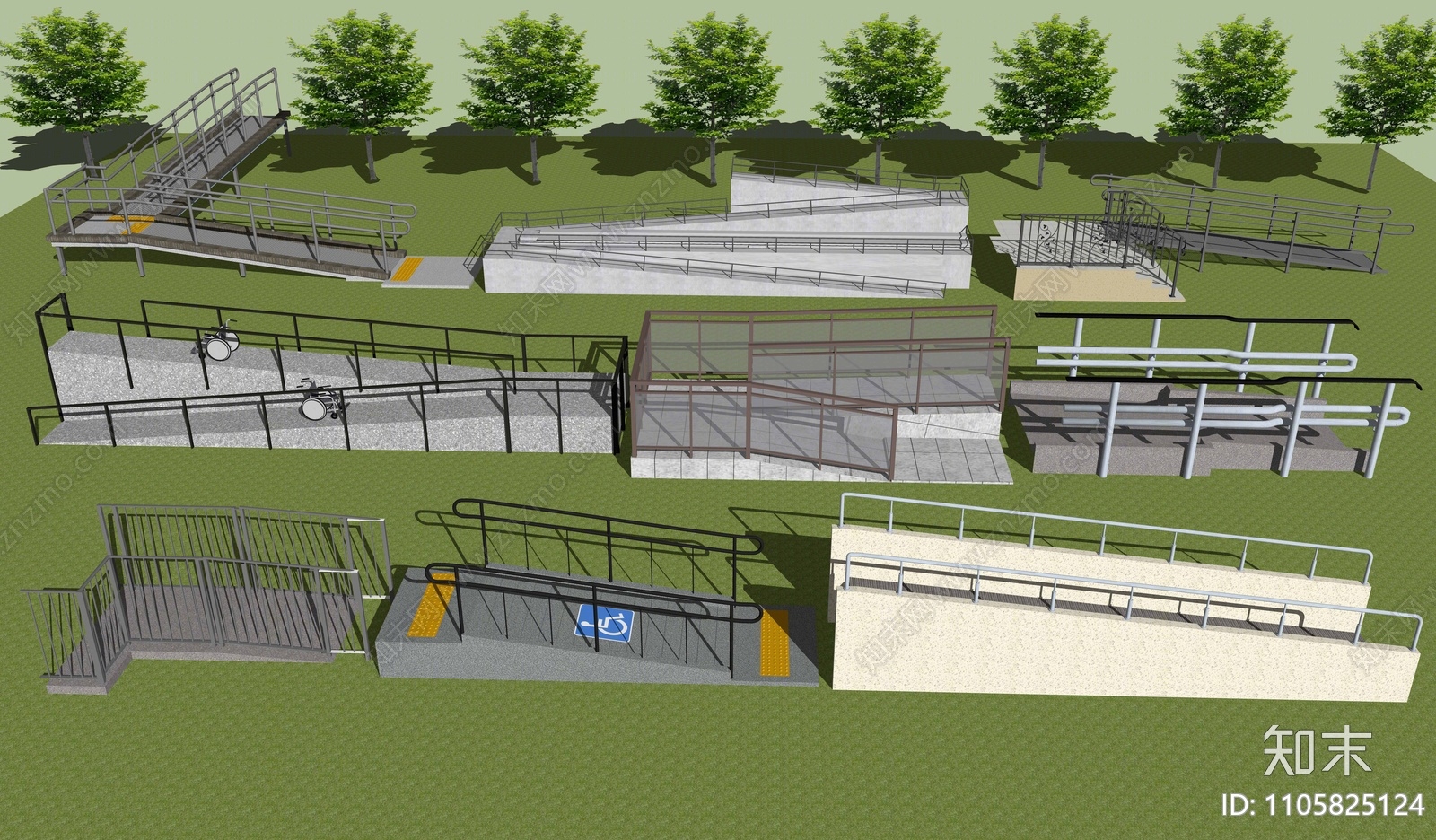 现代无障碍坡道SU模型下载【ID:1105825124】