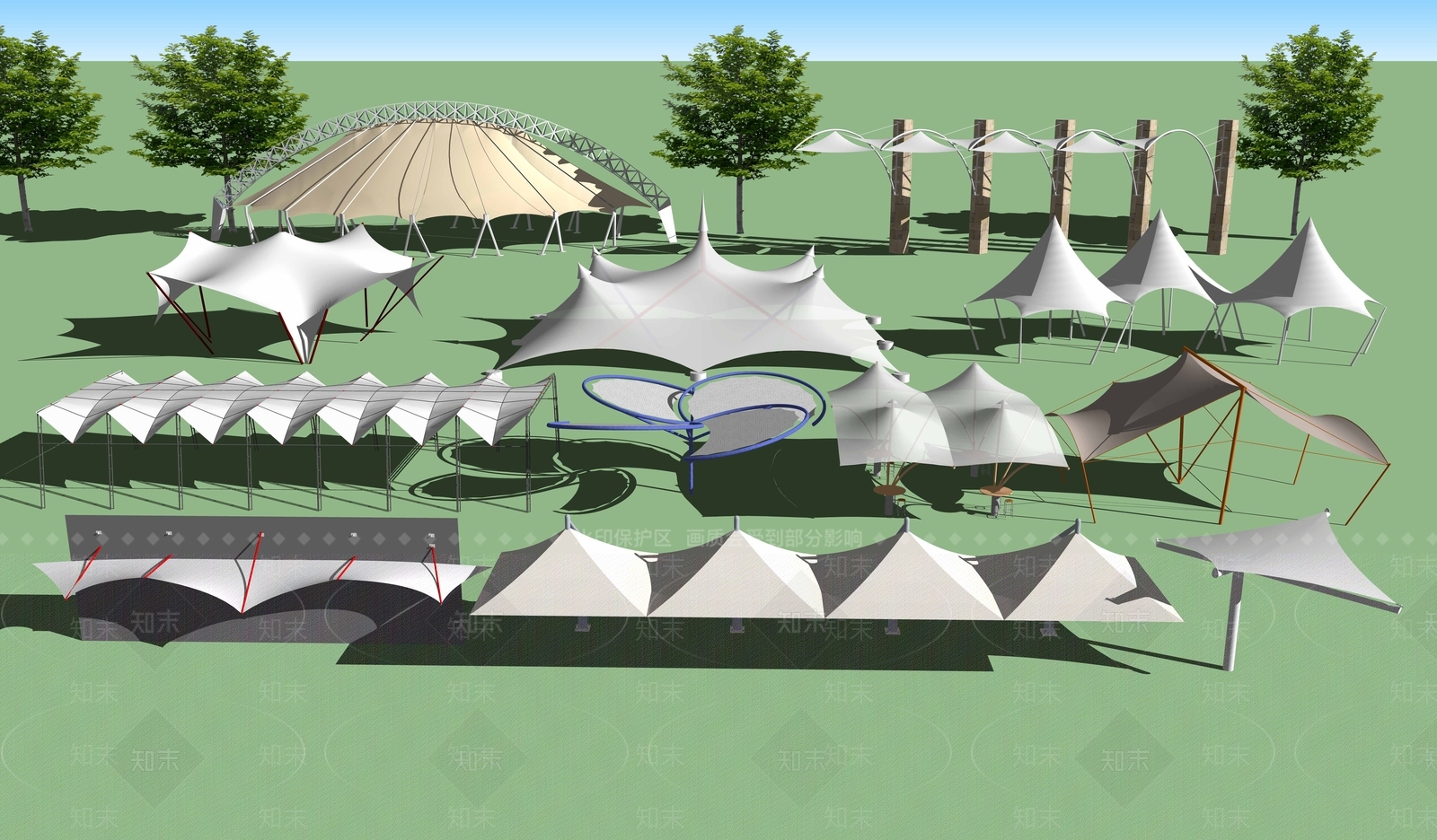 现代遮阳棚SU模型下载【ID:1106166687】