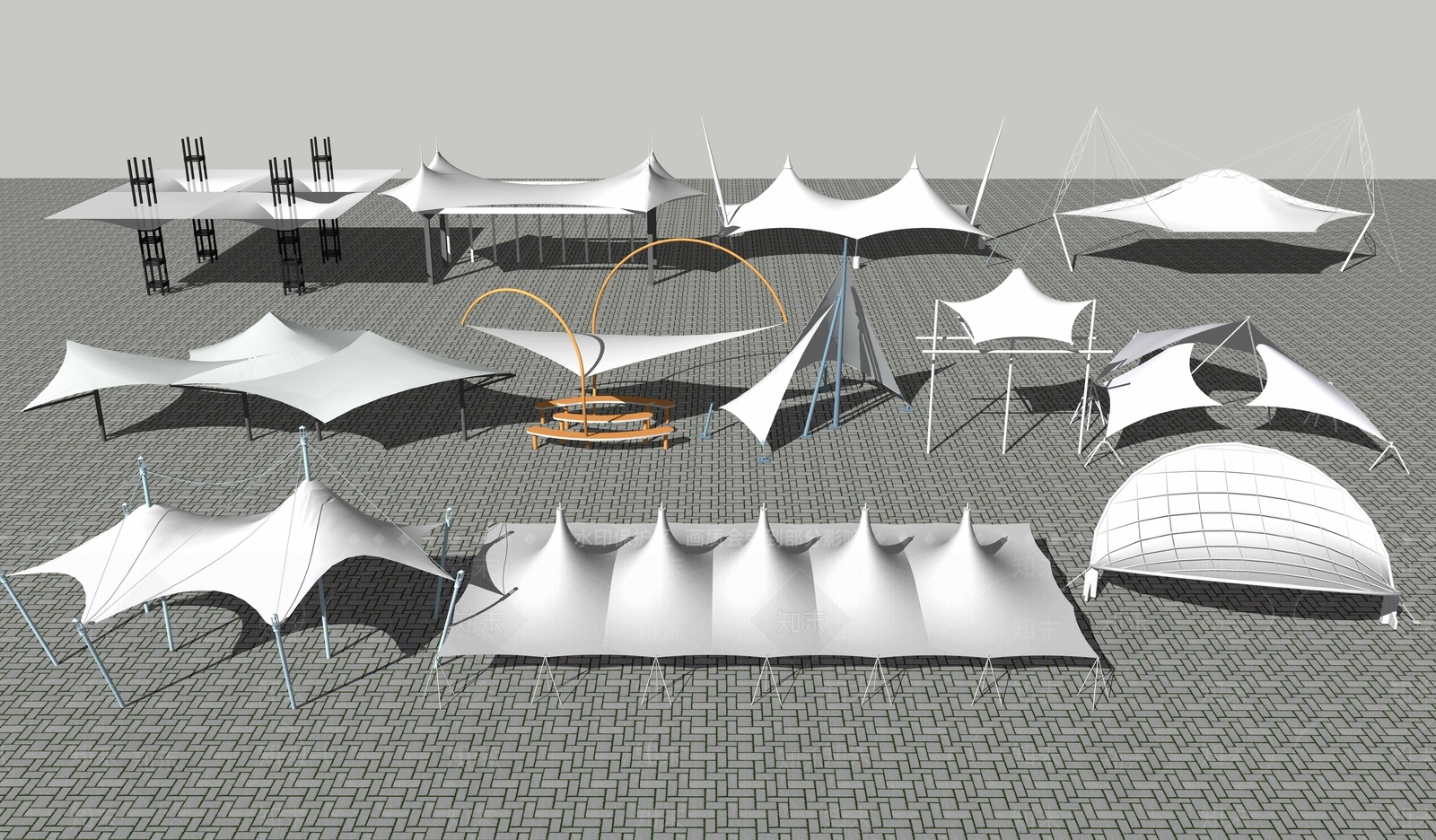 现代遮阳棚SU模型下载【ID:1106166574】