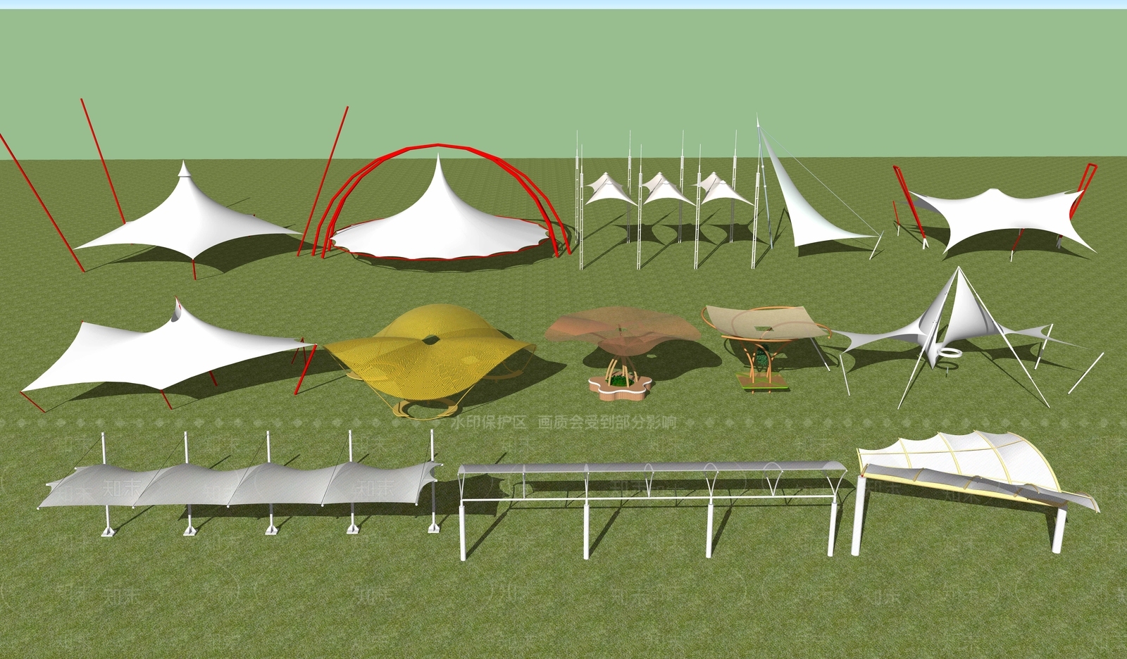 现代遮阳棚SU模型下载【ID:1106166537】