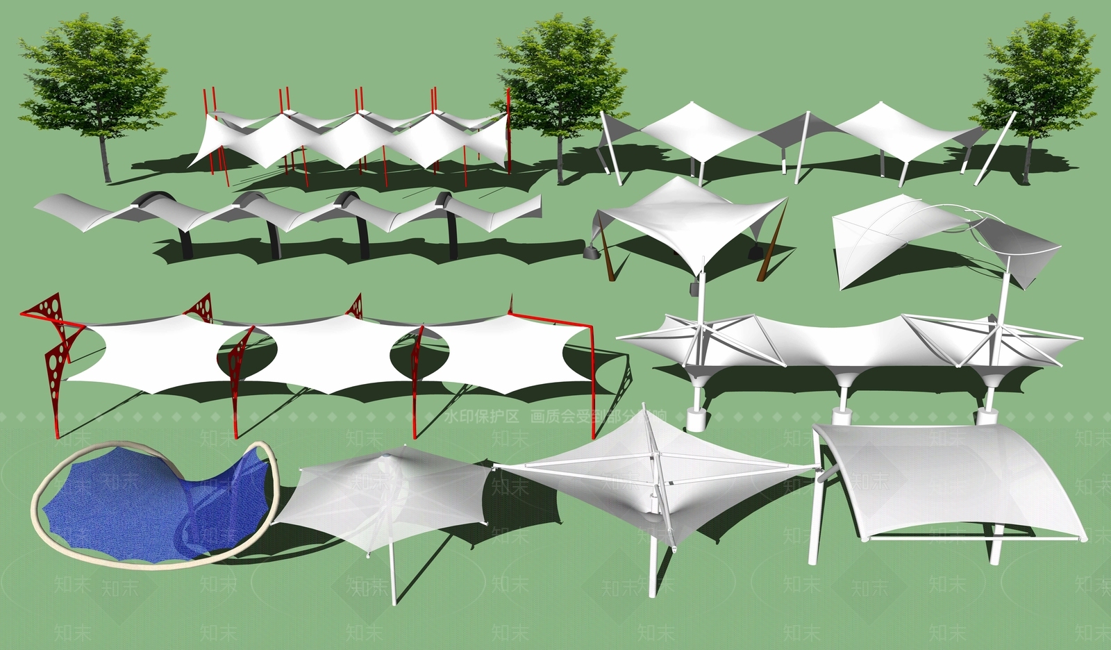 现代遮阳棚SU模型下载【ID:1106166640】