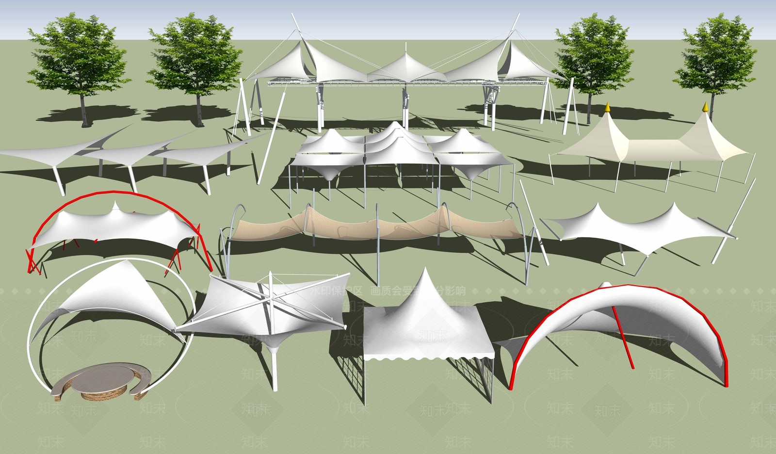 现代遮阳棚SU模型下载【ID:1106166401】