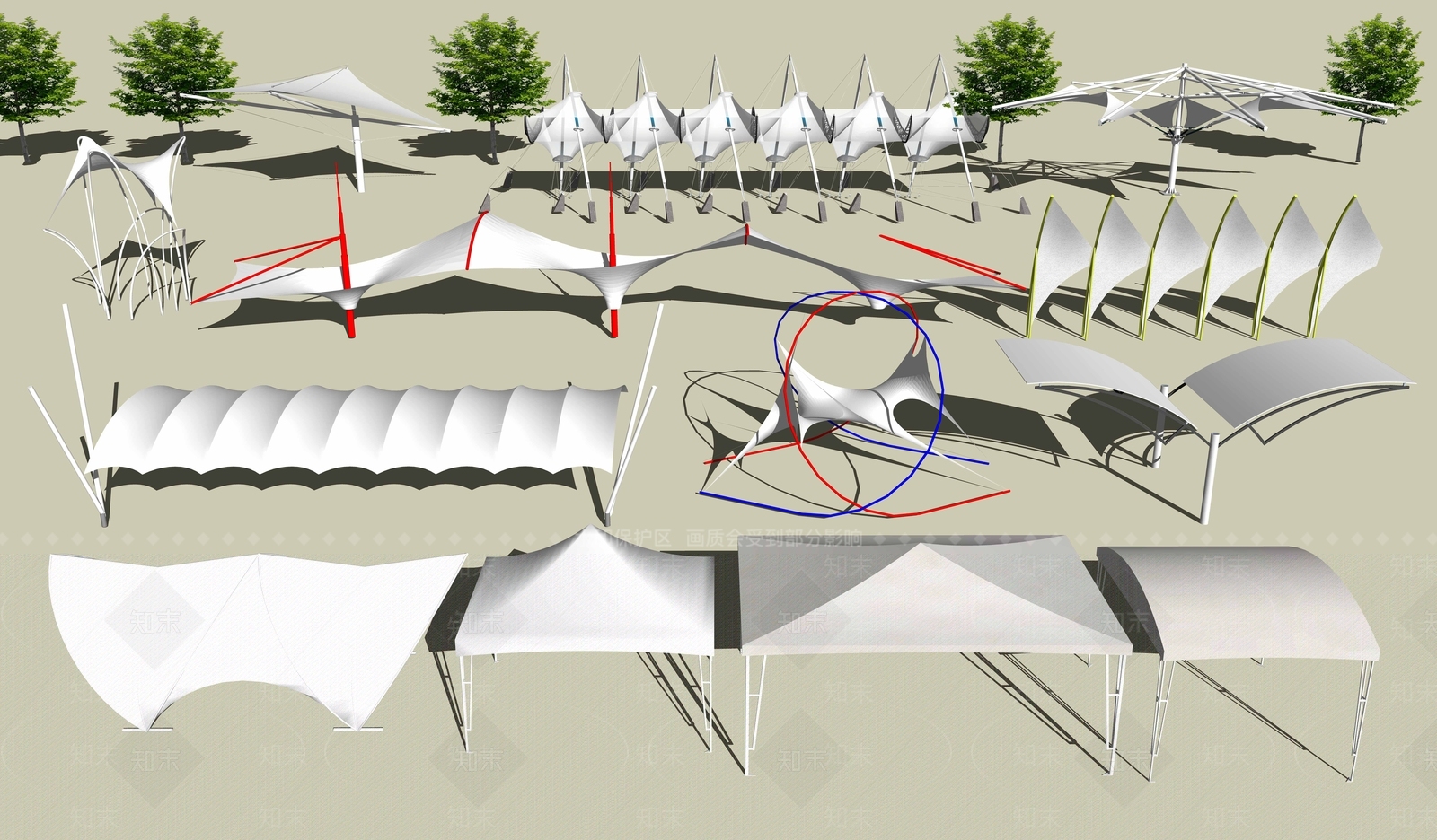 现代遮阳棚SU模型下载【ID:1106166462】