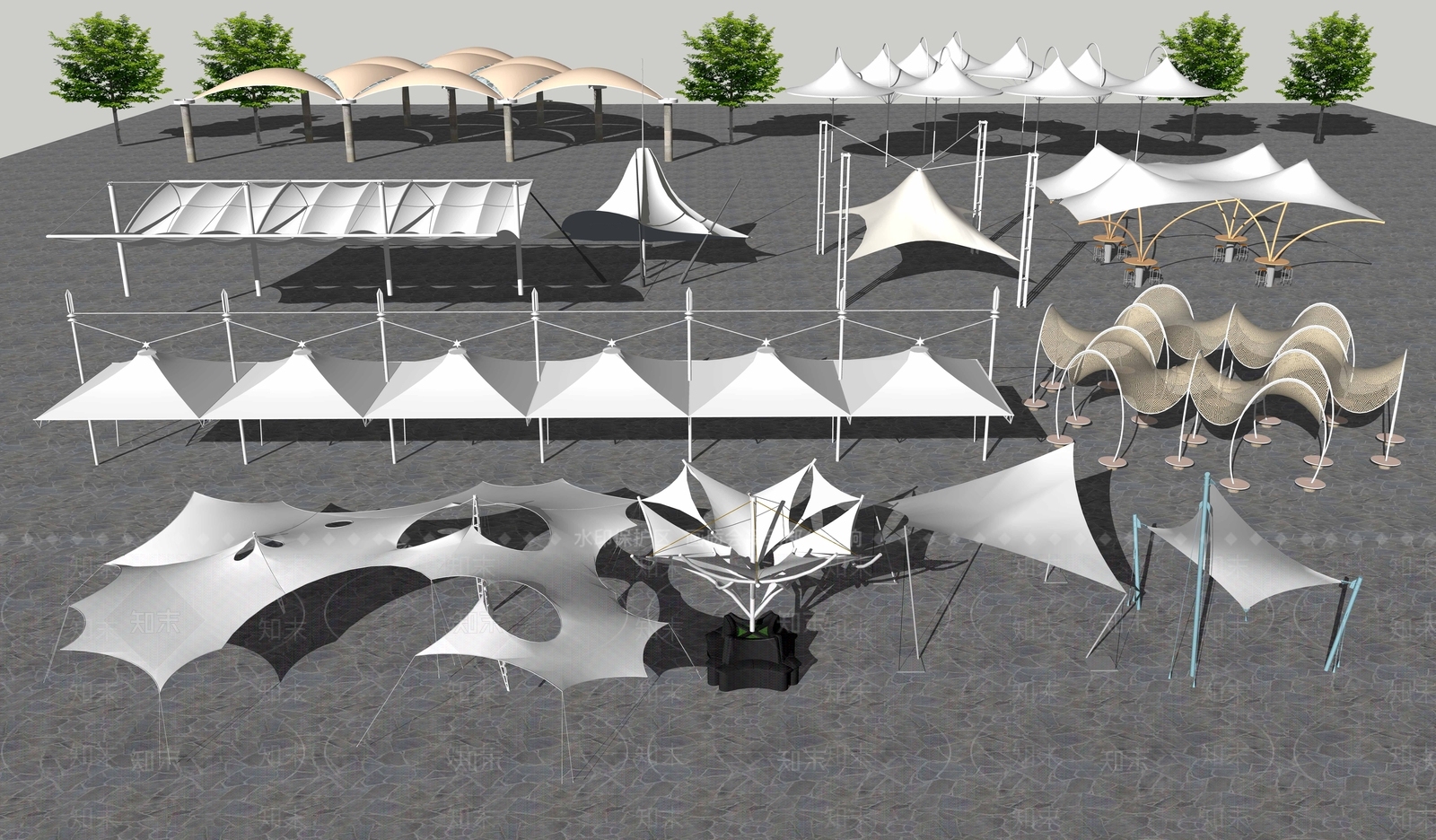 现代遮阳棚SU模型下载【ID:1106166453】