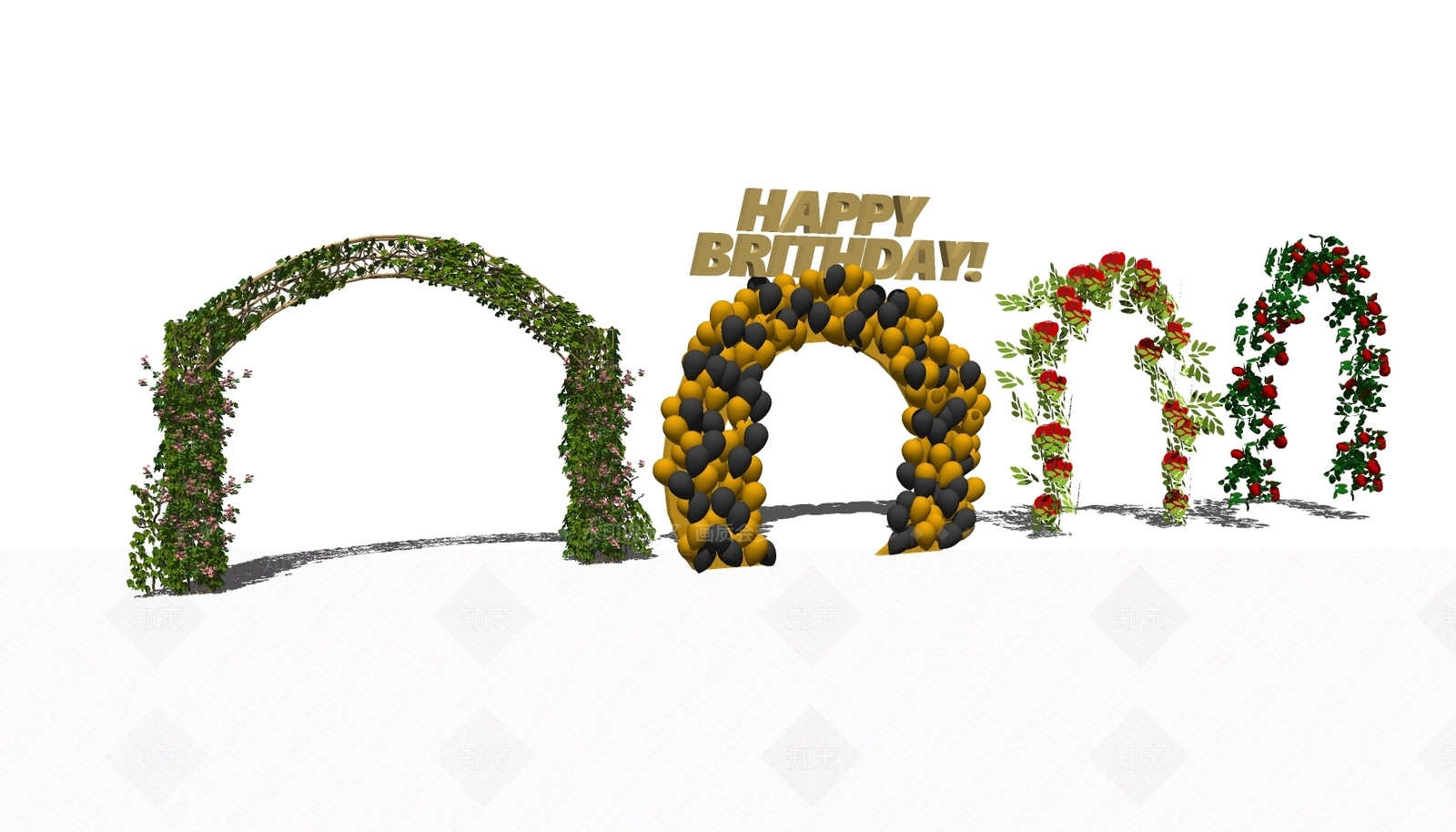 现代拱门花架SU模型下载【ID:1105847797】