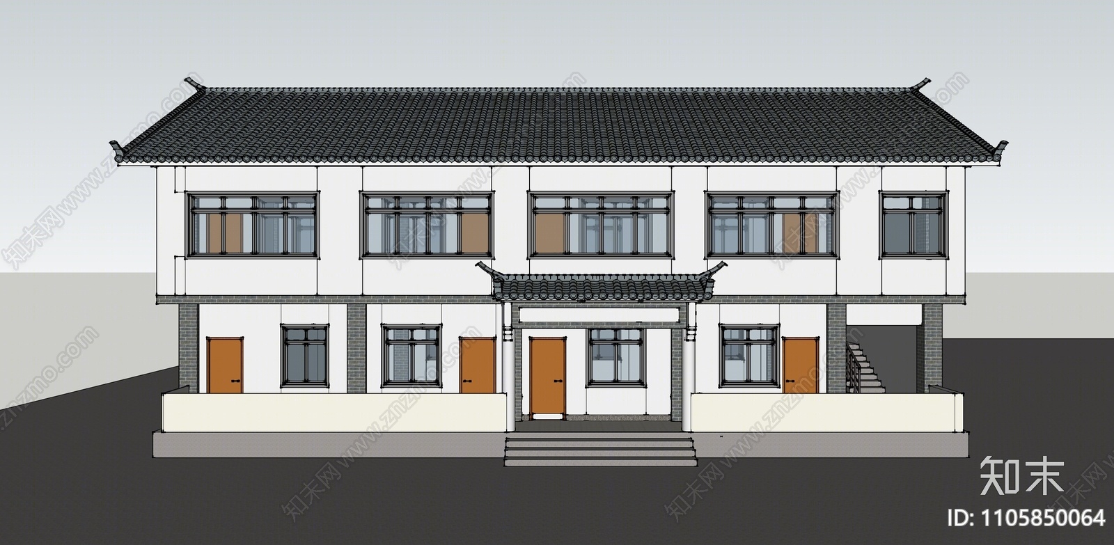 中式古建筑SU模型下载【ID:1105850064】