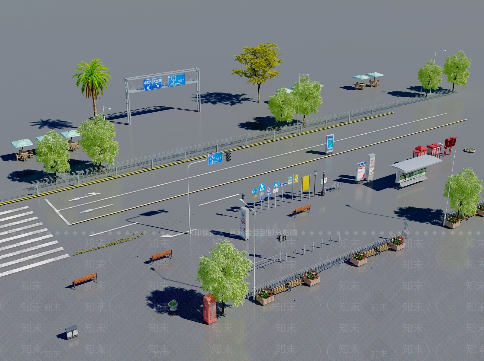 现代道路设施3D模型下载【ID:1105853647】