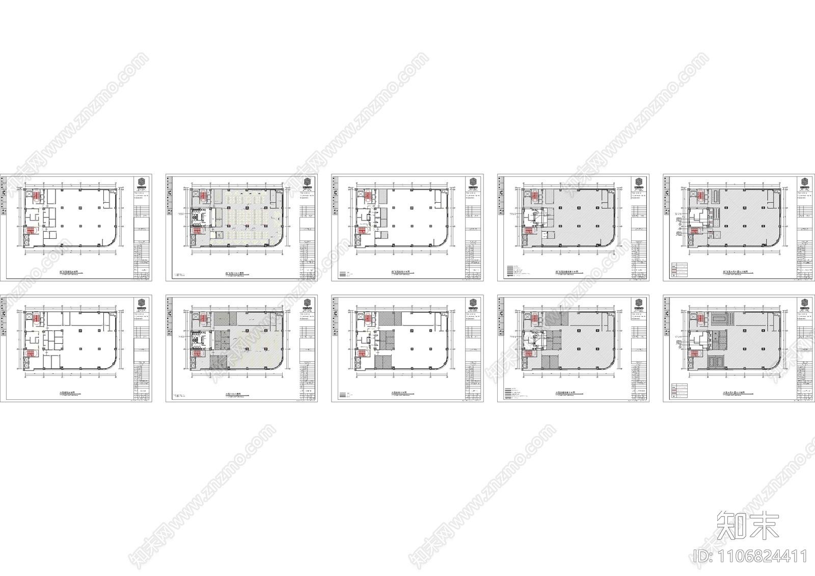 大型办公室平面图cad施工图下载【ID:1106824411】