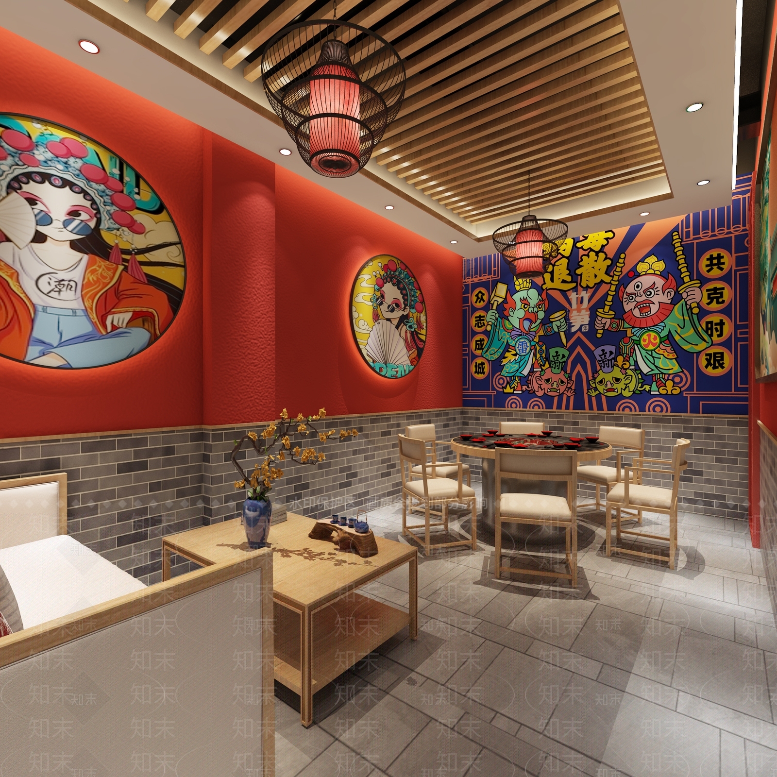新中式火锅店3D模型下载【ID:1105860006】