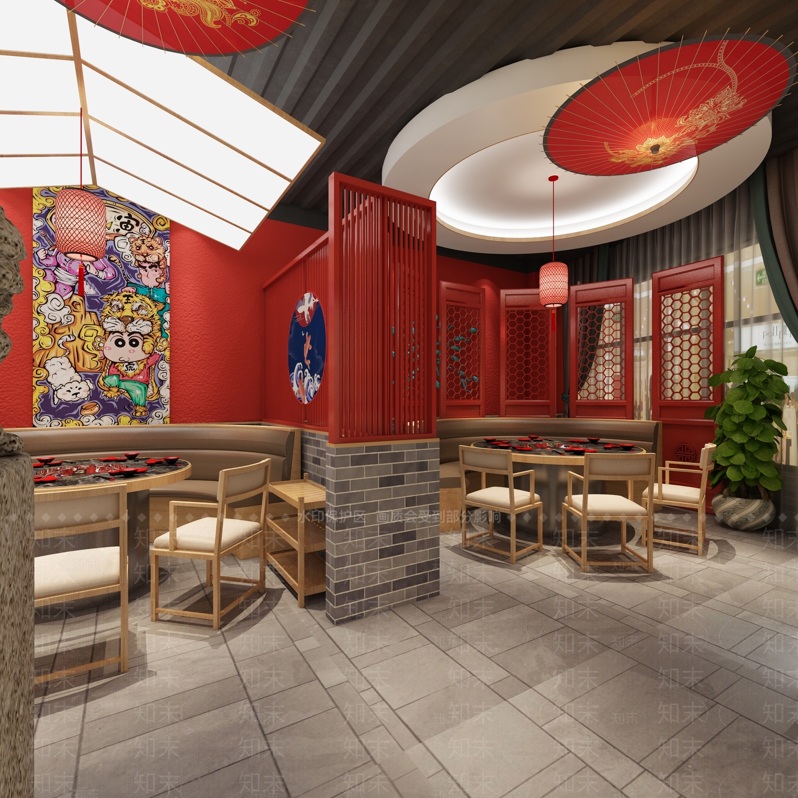 新中式火锅店3D模型下载【ID:1105860006】