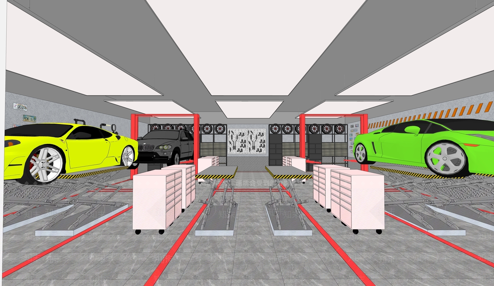 工业风格汽车修理店SU模型下载【ID:1105861860】