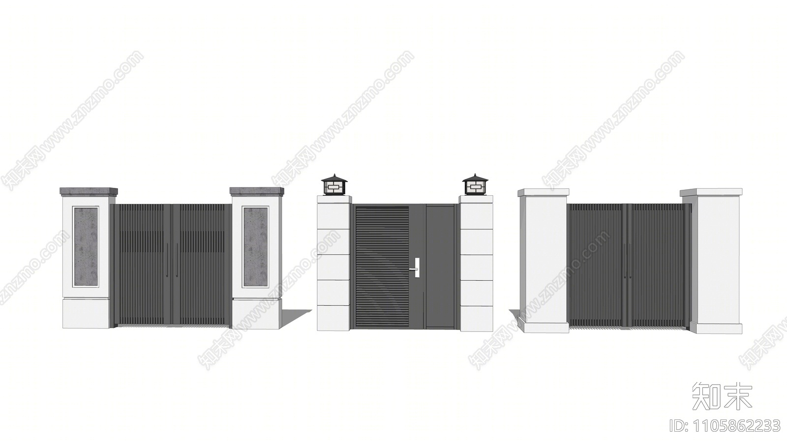 现代铝艺花园门SU模型下载【ID:1105862233】