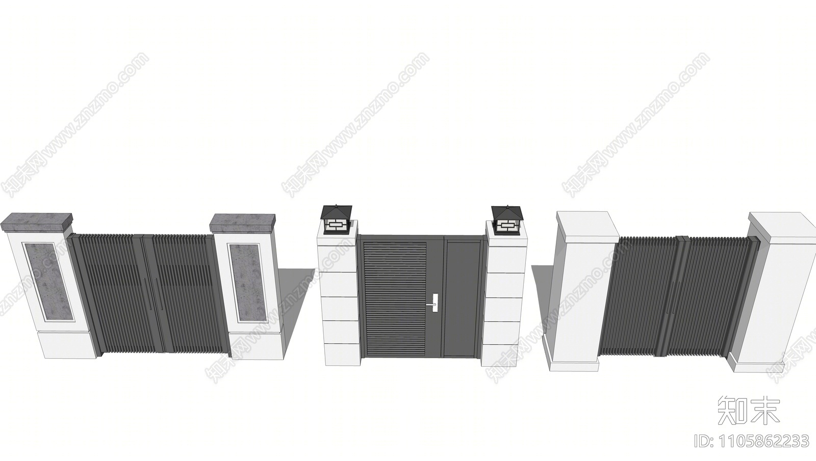 现代铝艺花园门SU模型下载【ID:1105862233】