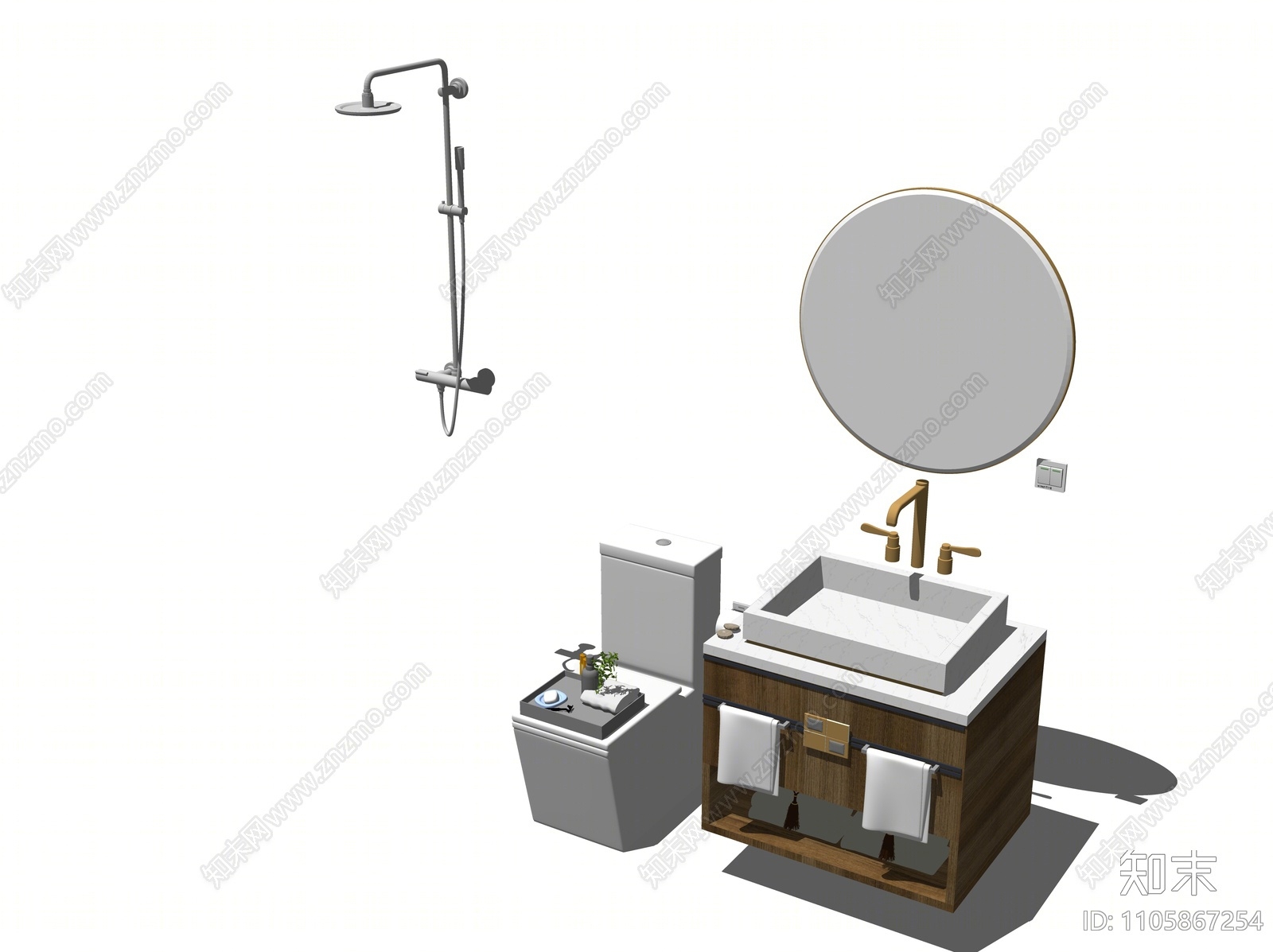 现代卫浴小件组合SU模型下载【ID:1105867254】