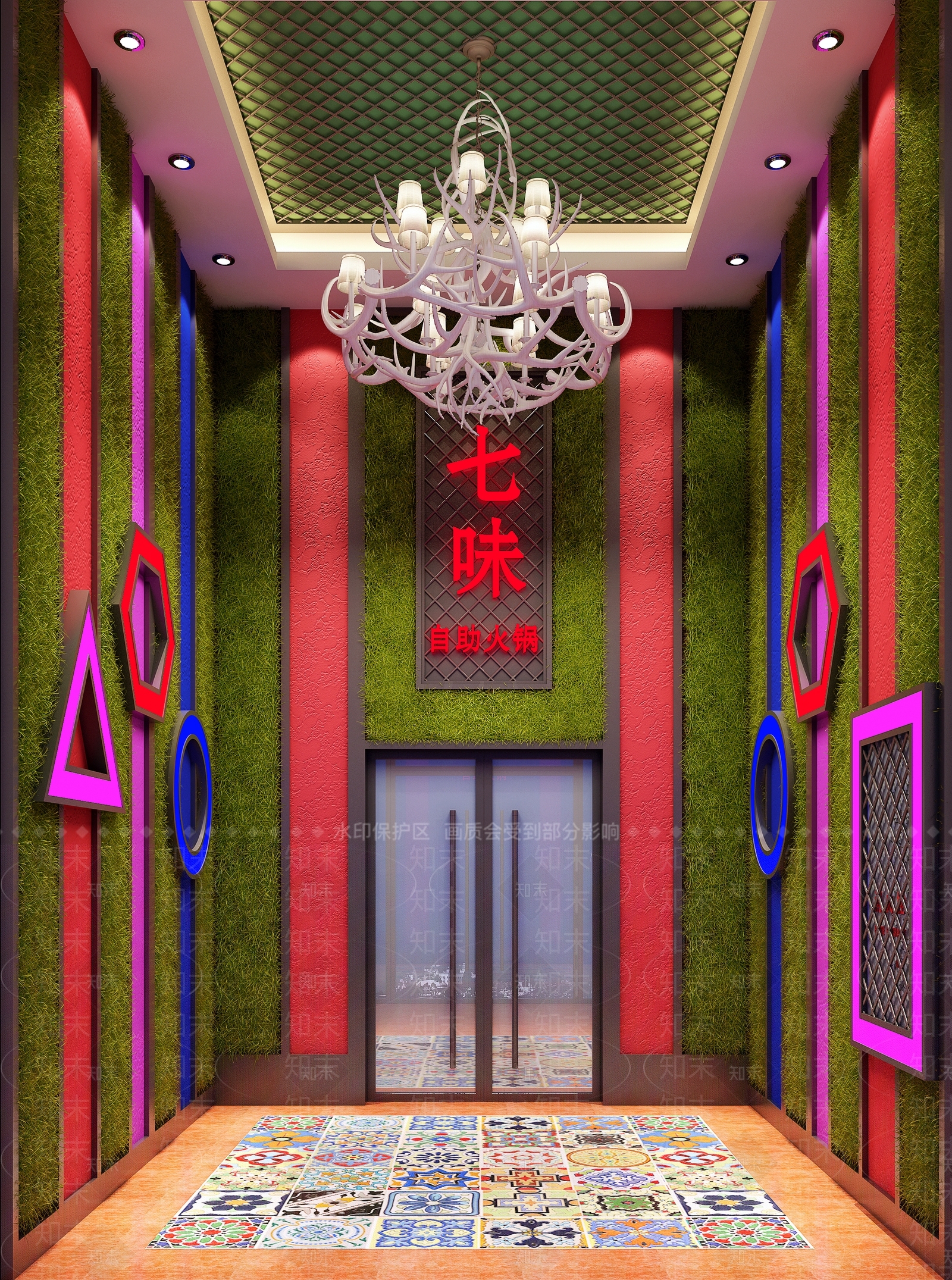 工业风火锅店门厅3D模型下载【ID:1105869160】